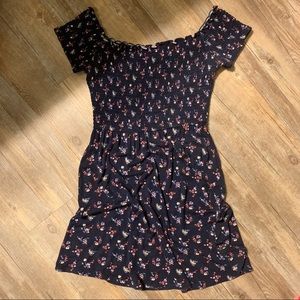 Hollister off the shoulder floral navy dress- NWOT